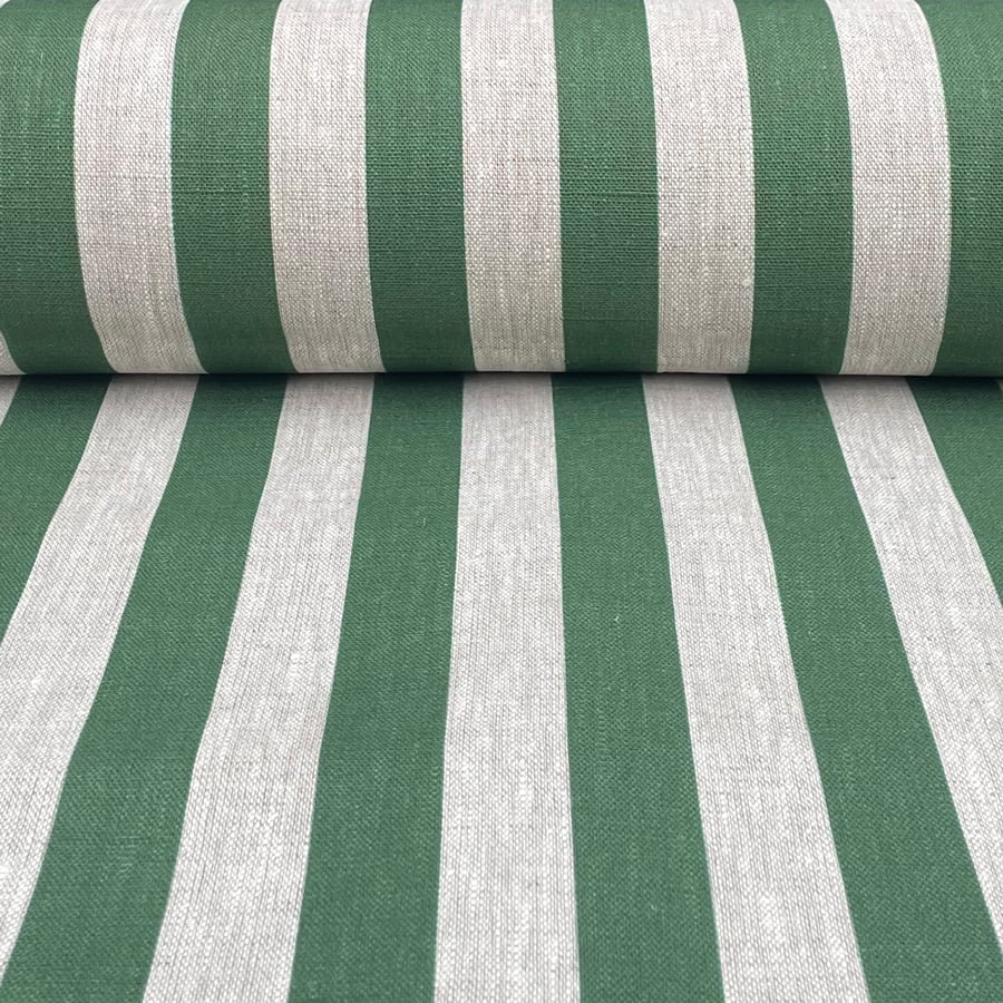 Beta Linen Stripe - Dark Green
