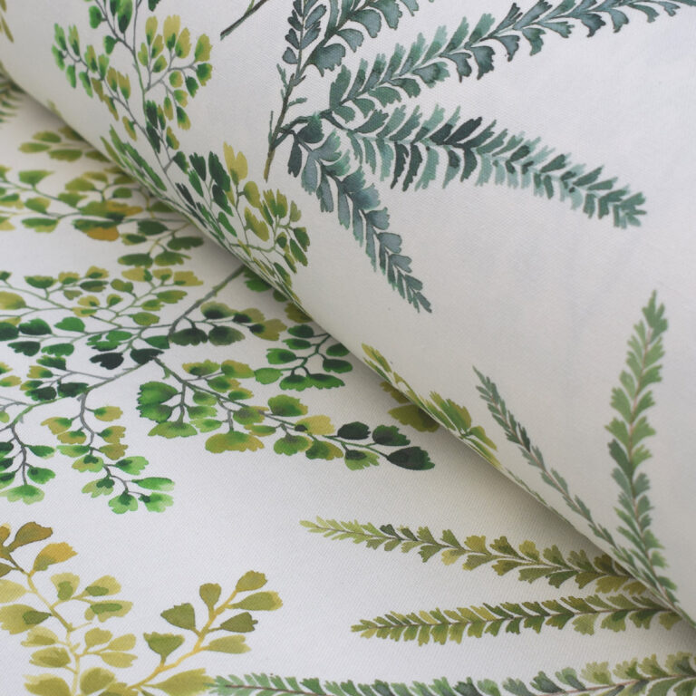 Extra wide fabric with green leaves