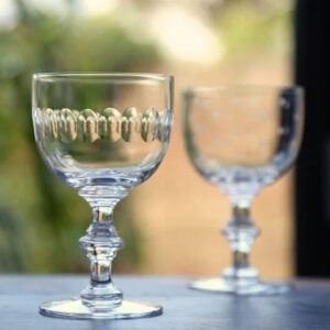 Set of Four Crystal Wine Goblets - Lens Design - Image 1