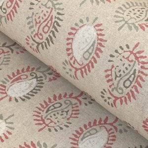 Extra wide fabric with coral pink design