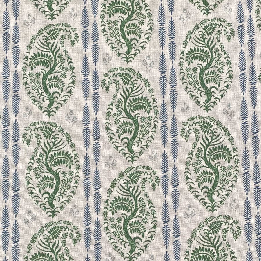 Larisa Stripe Natural - Leaf Green and Indigo