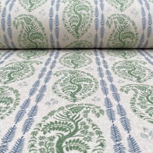 Larisa Stripe Natural - Leaf Green and Indigo - Image 3