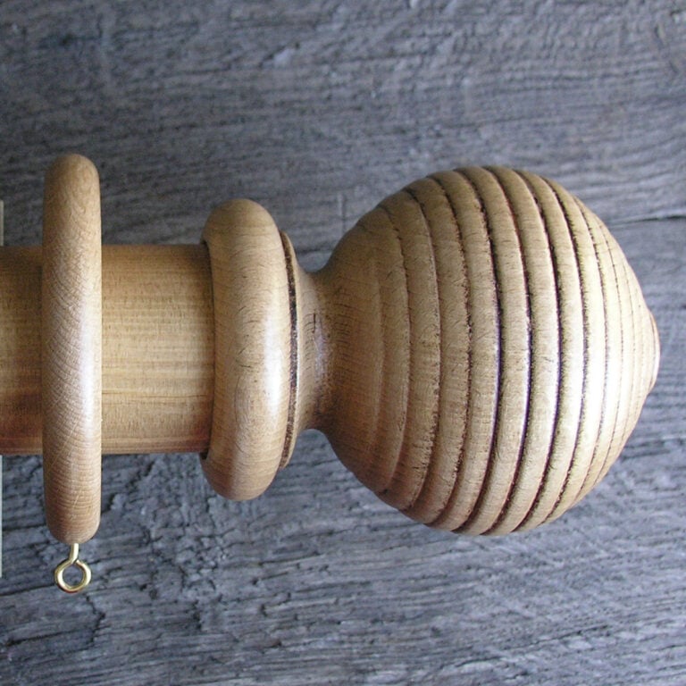 50mm Wooden Curtain Pole Set - Light Oak Finish - Image 2