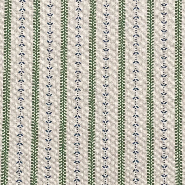 Maya Stripe Natural - Leaf Green and Indigo - Image 2