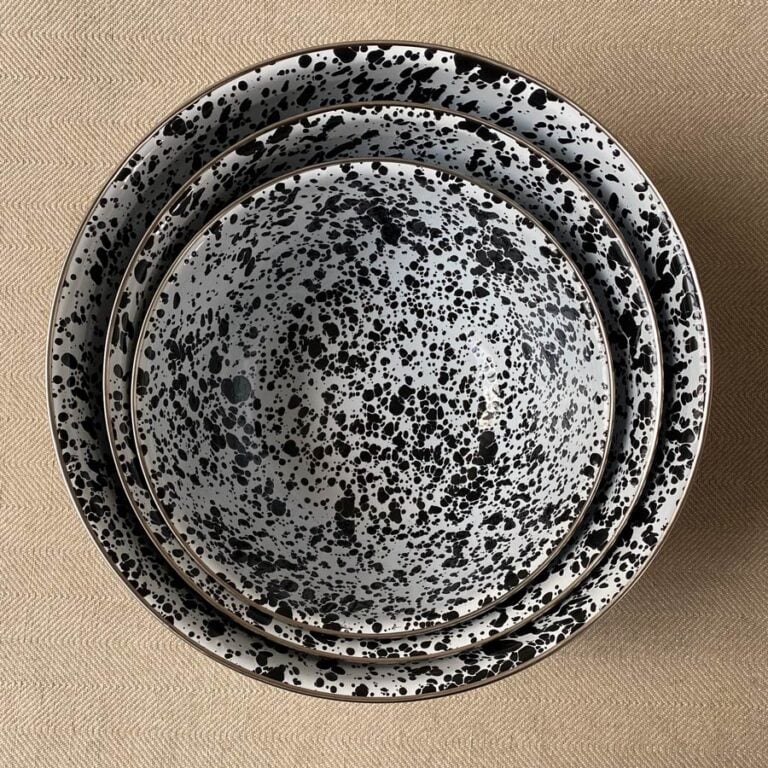 Enamelware Mixing Bowls - Black and White - Image 4