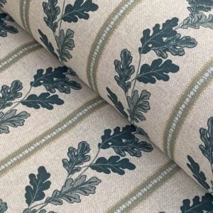 Oak Leaf Stripe fabric in blue