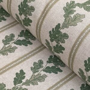 Oak leaf stripe fabric in green