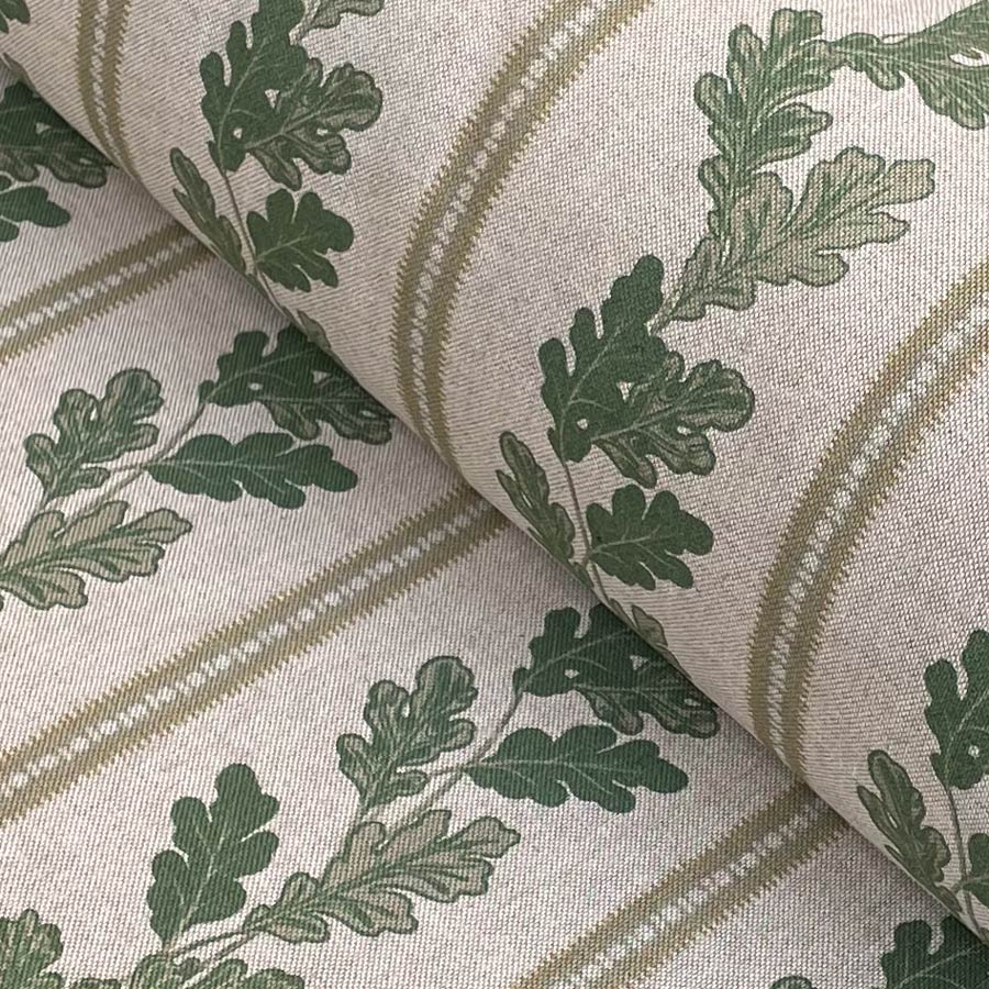 Oak leaf stripe fabric in green