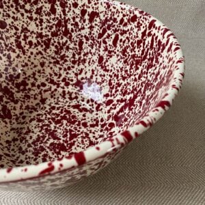 Enamelware Large Salad Bowl - Burgundy and Cream - Image 3