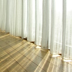 Sheer curtain fabric, ivory linen like net curtain fabric