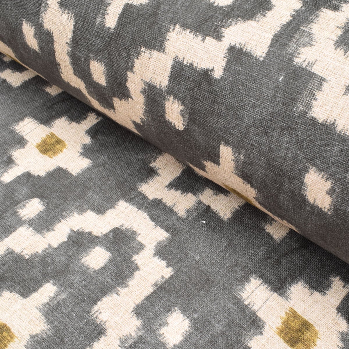 EW Solitaire fabric for curtains & Blinds in slate grey and with ochre detail