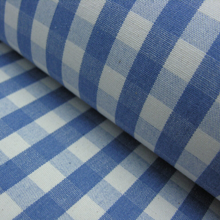 checked fabric in blue