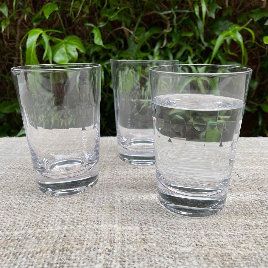 Set of Six  Crystal Tumblers Lens Design