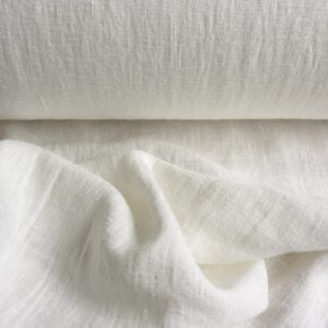 100% Linen fabric with a super soft drape, in a white just off bright white.