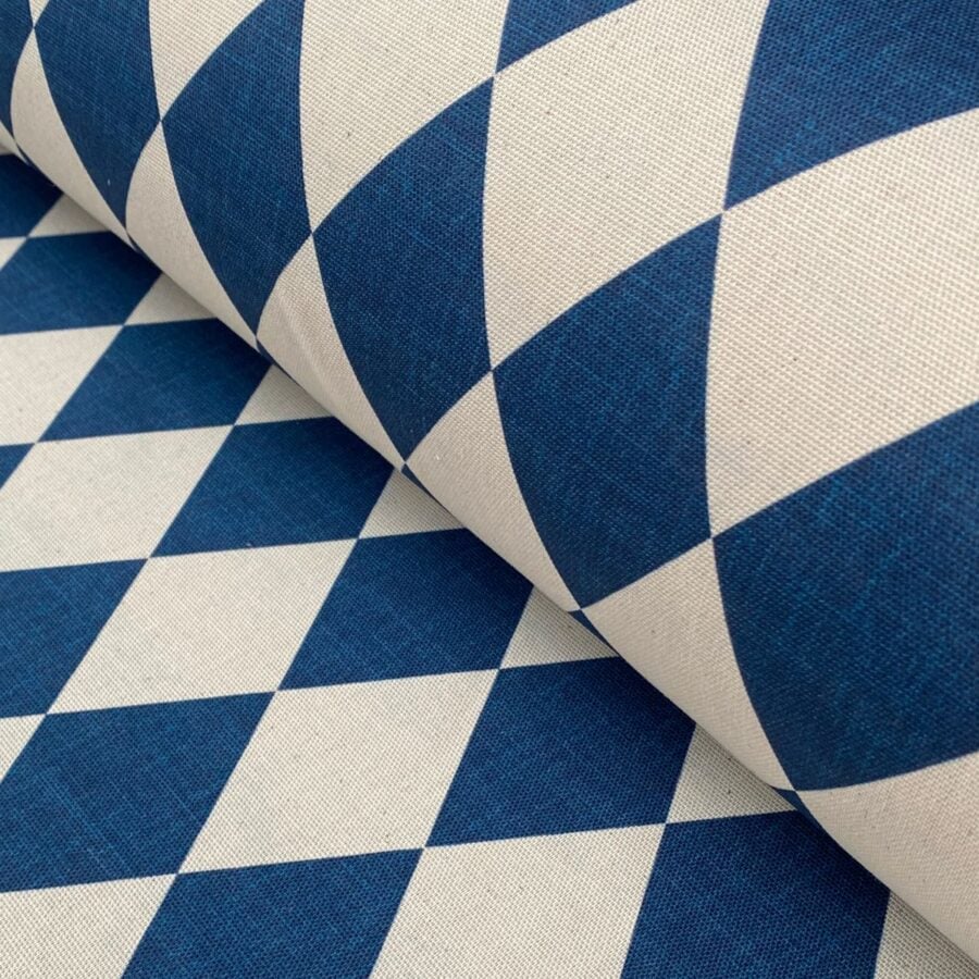 Harlequin Fabric diamond design in blue