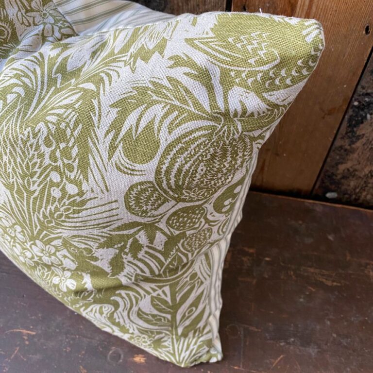 Squirrel and Sunflower Cushion - Olive Green - Image 4