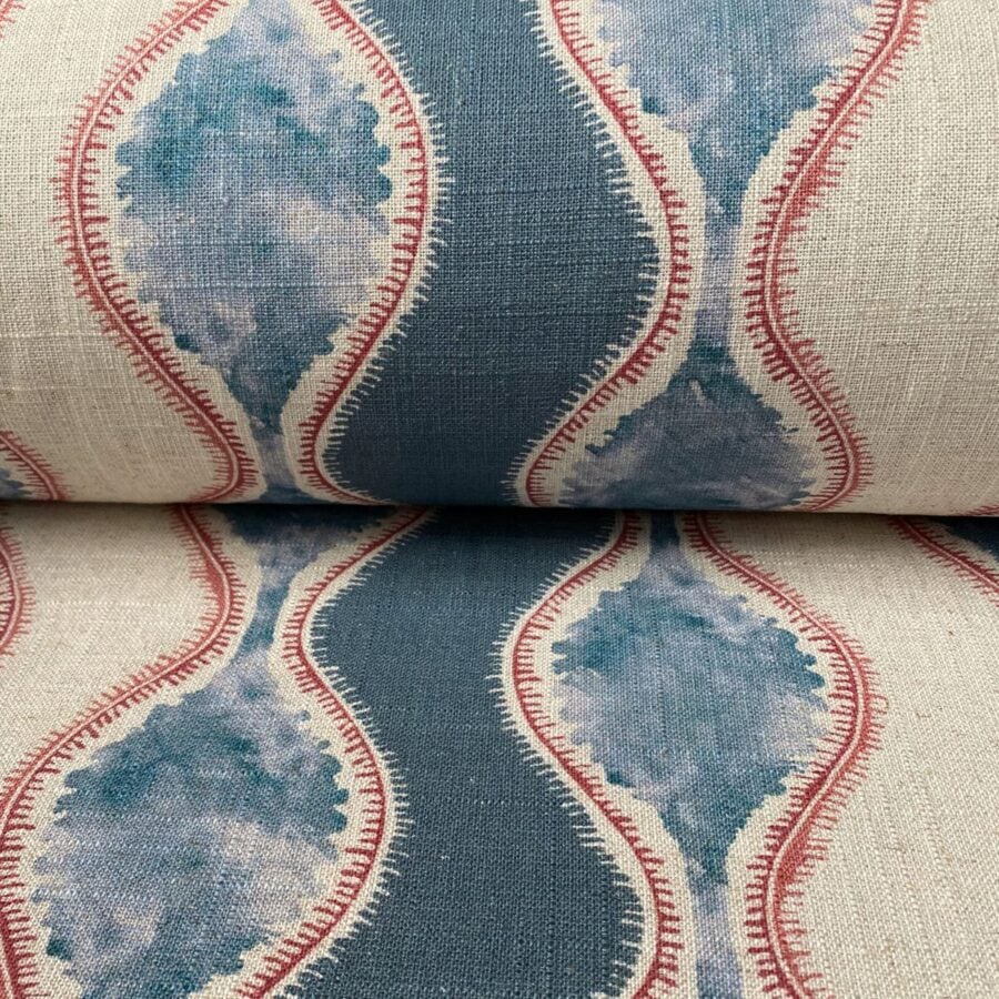 Sissinghurst Stripe Airforce Blue and Strawberry