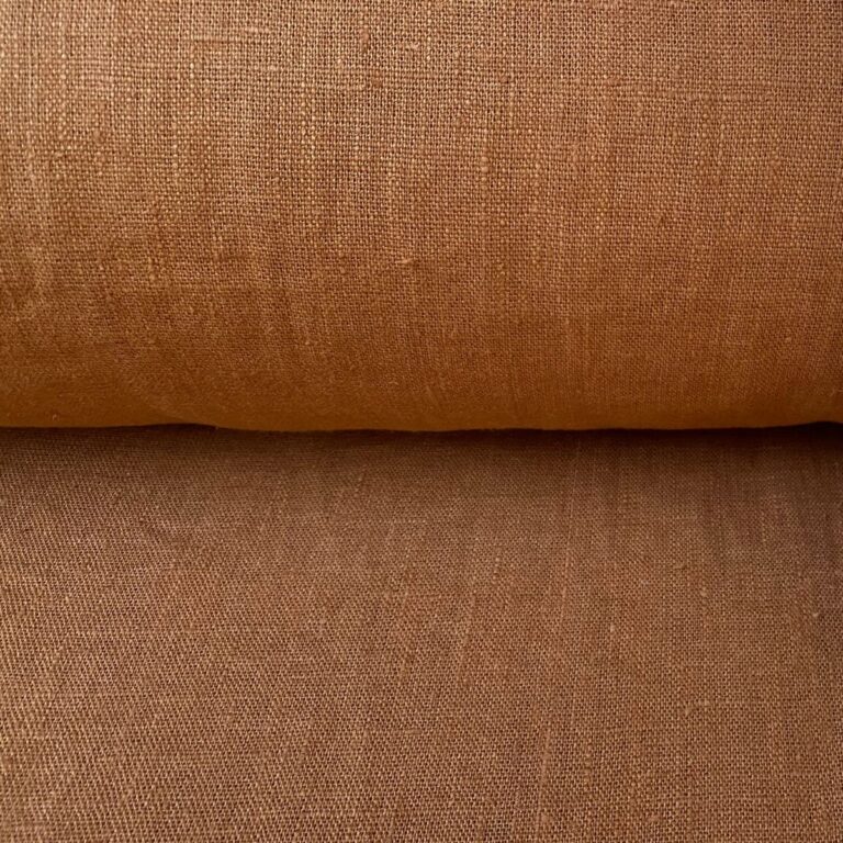 Tinsmiths French Washed Linen Fabric Foxy Red Brown