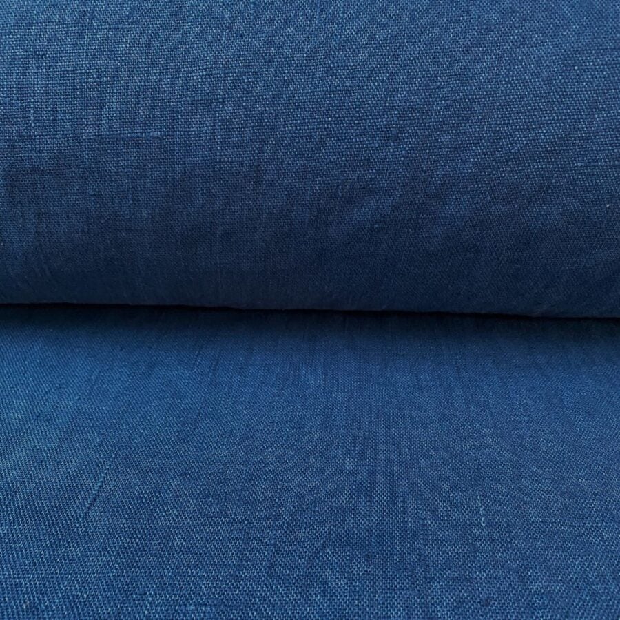 Tinsmiths French Washed Linen Fabric Prussian Blue