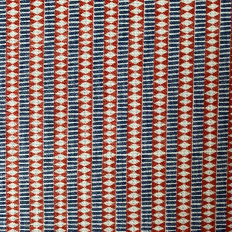 Tinsmiths Mexica Striped Fabric Cloth Red & Indigo suitable for curtains, blinds & Upholstery