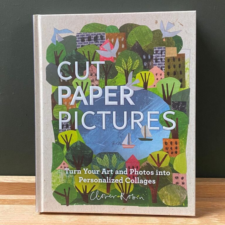 Colourful cover of Cut Paper Pictures book by Clover Robin