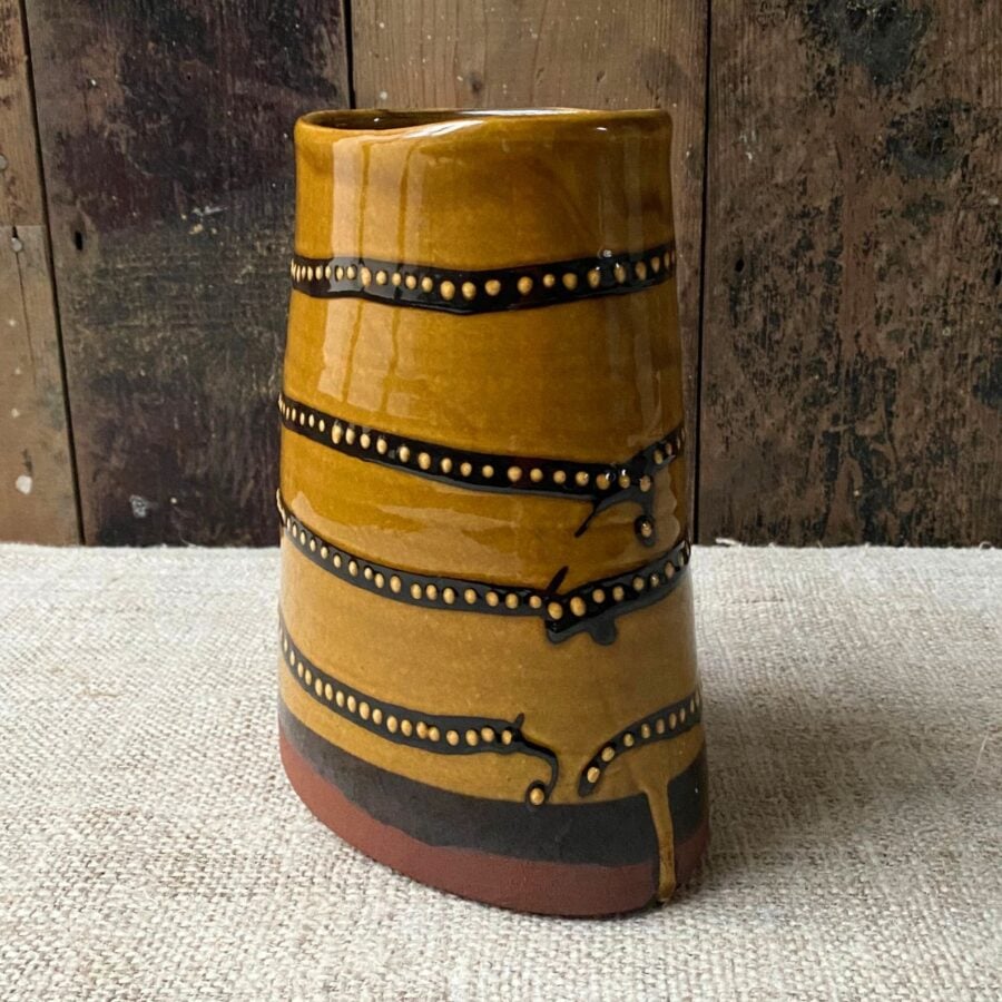 Erica Taylor Low Slipware Vase - Amber Ribbon ELTV