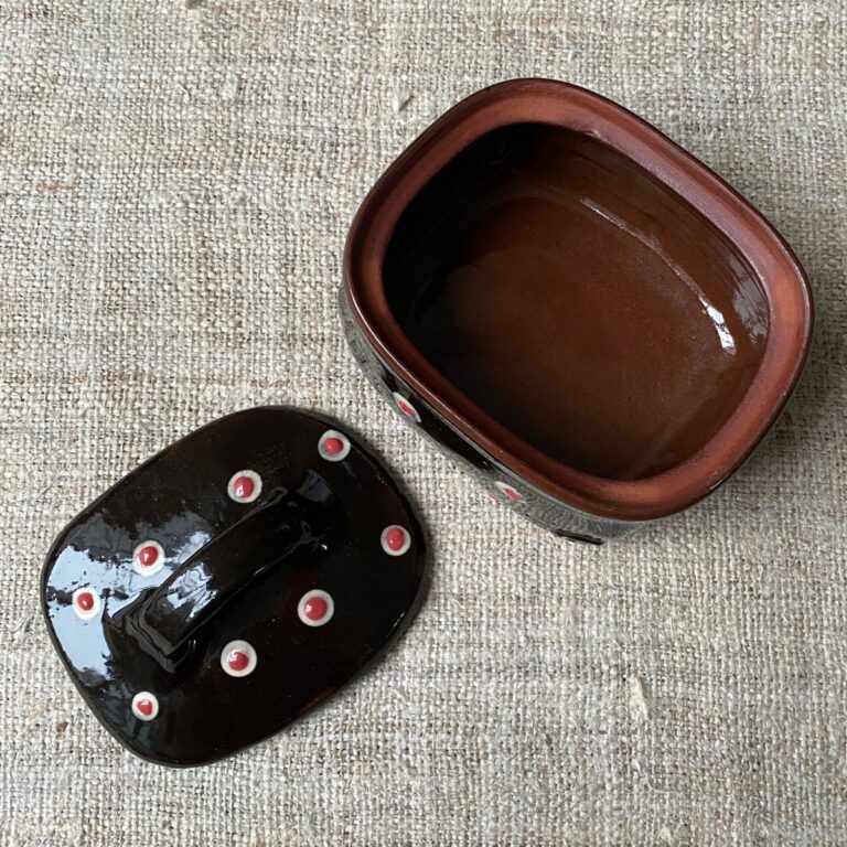 Erica Taylor Low Butter Dish - Black Spotty ETBU5 - Image 2