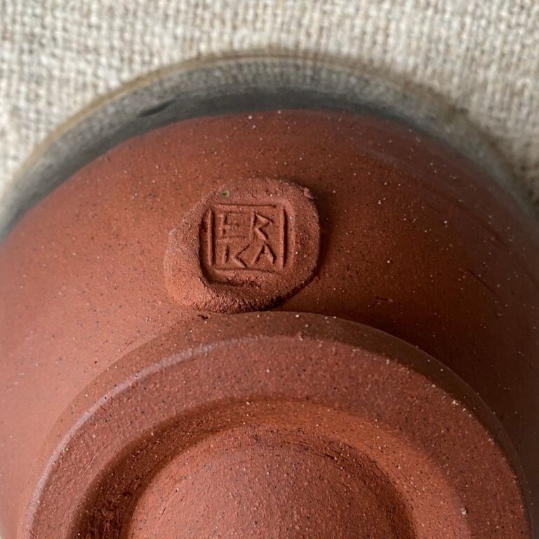 Erica Taylor Low slipware bowl with maker's mark