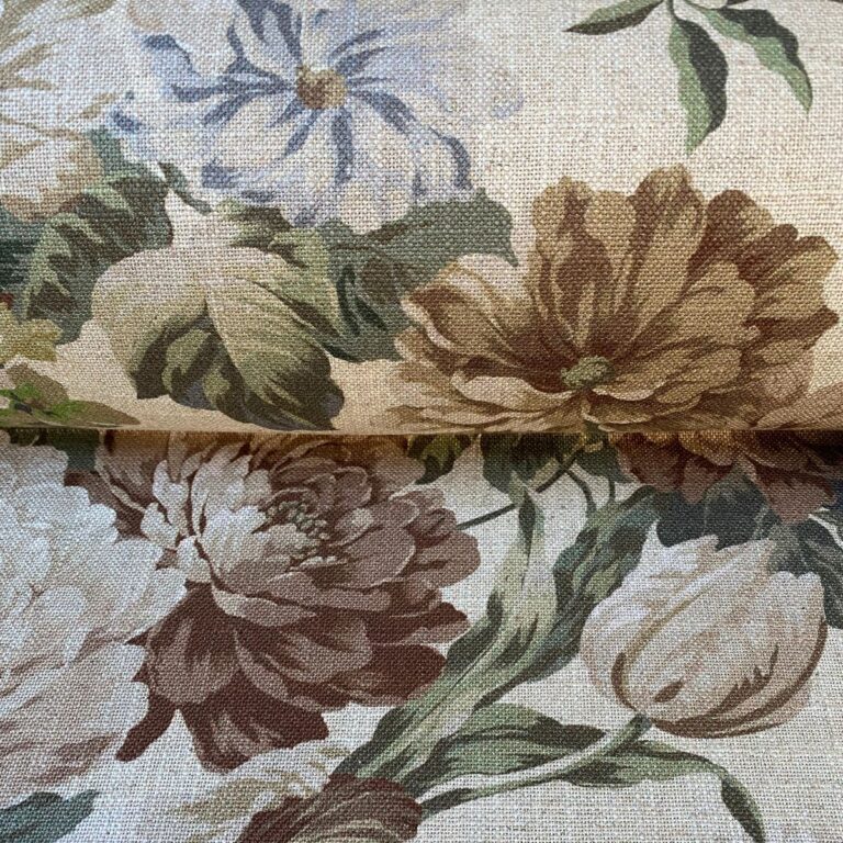 Tinsmiths Extra Wide Grandiflora fabric on a roll in Sepia & Sage