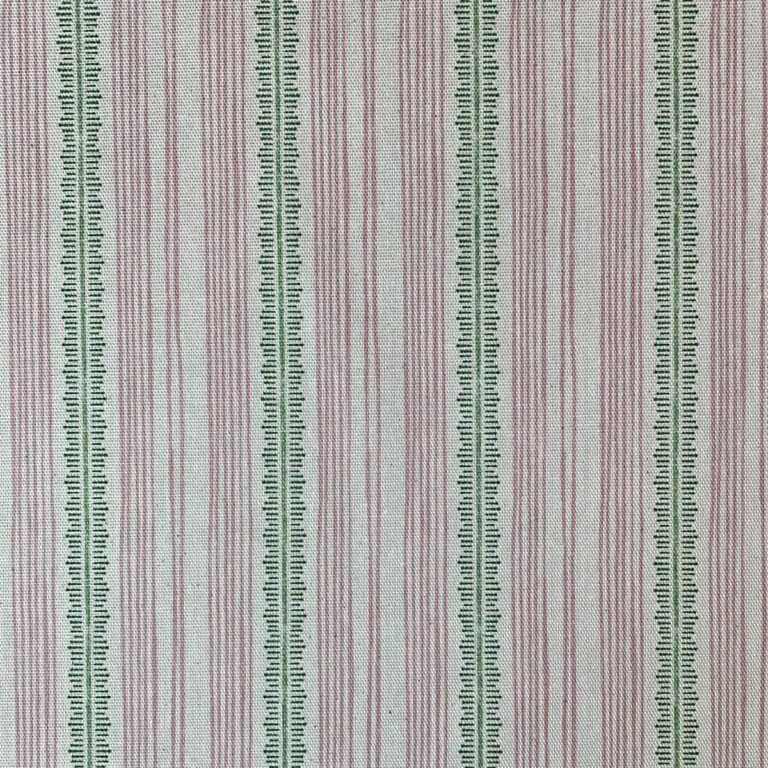 Tinsmiths Striped Feather Stripe Fabric on a roll in carnation pink & Leaf Green