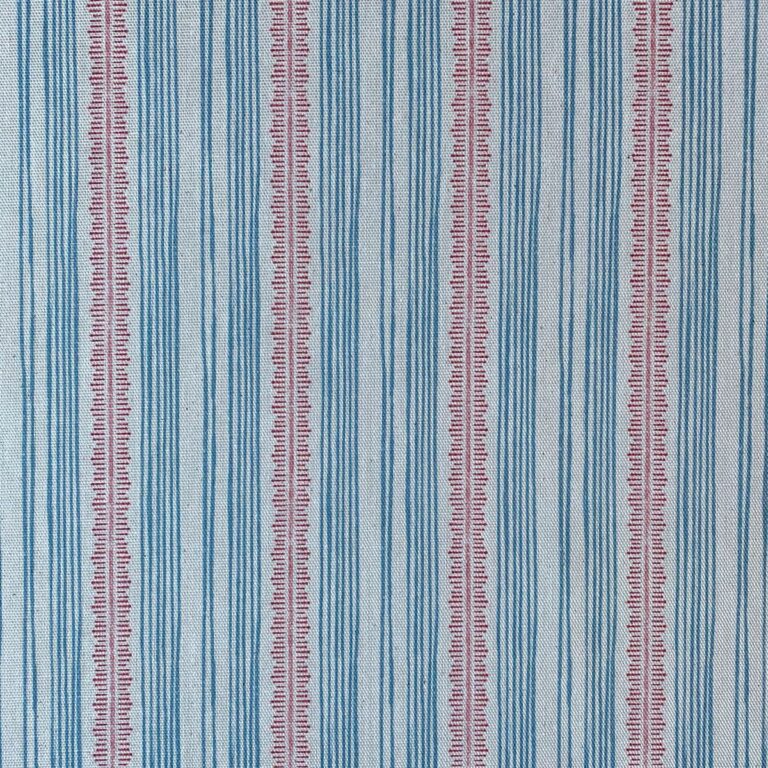 Tinsmiths Striped Feather Stripe Fabric on a roll in strawberry red & Blue