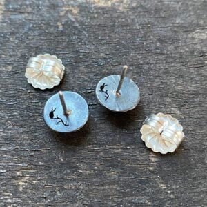Tiny Silver Faceted Dome Earrings CDLT 3/11a - Image 2