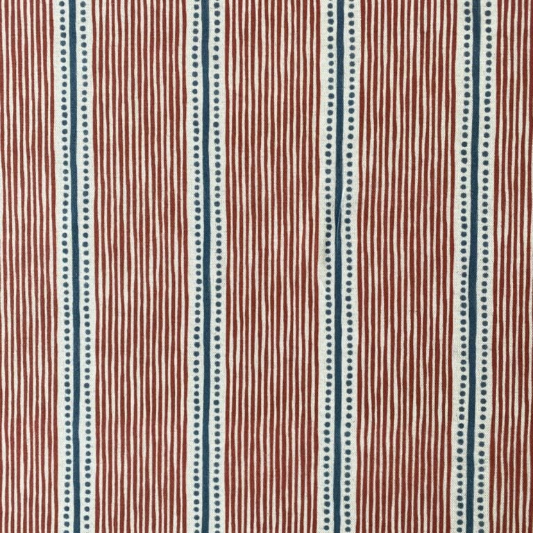 Red & Blue striped fabric at an angle