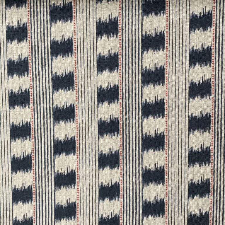 Flat lay of a dark indigo striped fabric