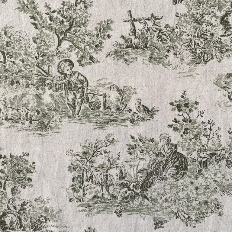 Elysium print fabric on a roll two-green design