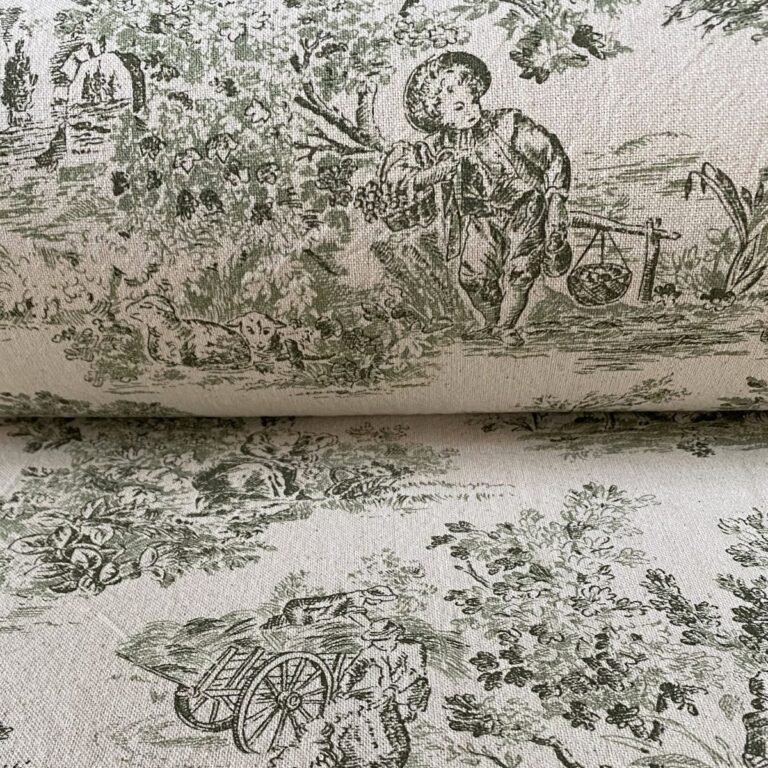 Elysium print fabric on a roll two-green design