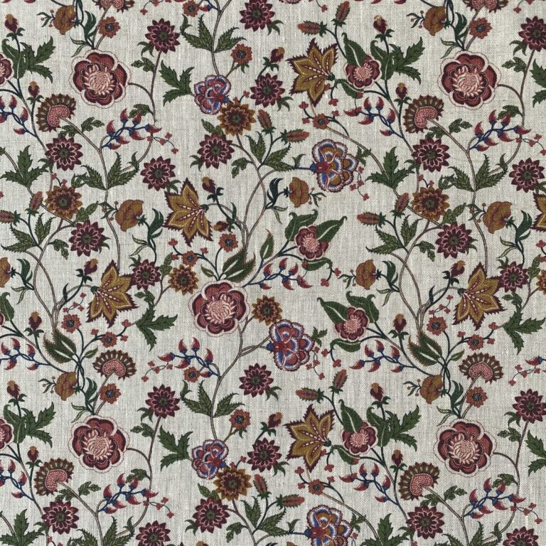 Melody Linen Raspberry & Leaf Green - Image 2