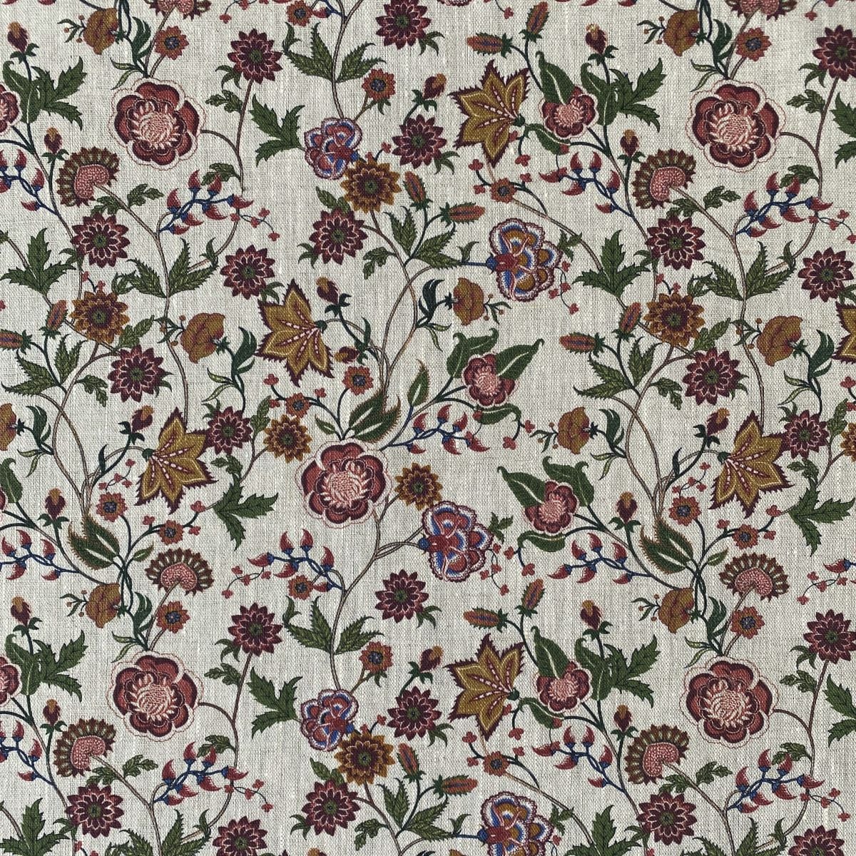 Melody Linen Raspberry & Leaf Green - Image 2