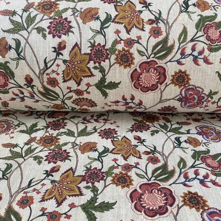 Melody Linen Raspberry & Leaf Green - Image 3