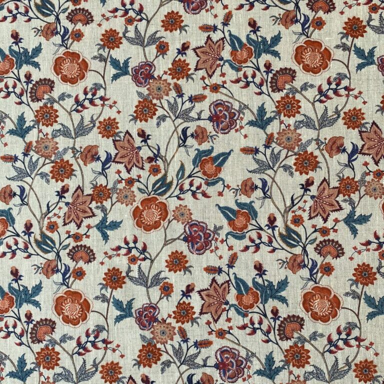 Melody Linen Teal & Orange - Image 2