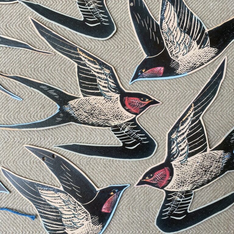 Angela Harding garland of paper swallows