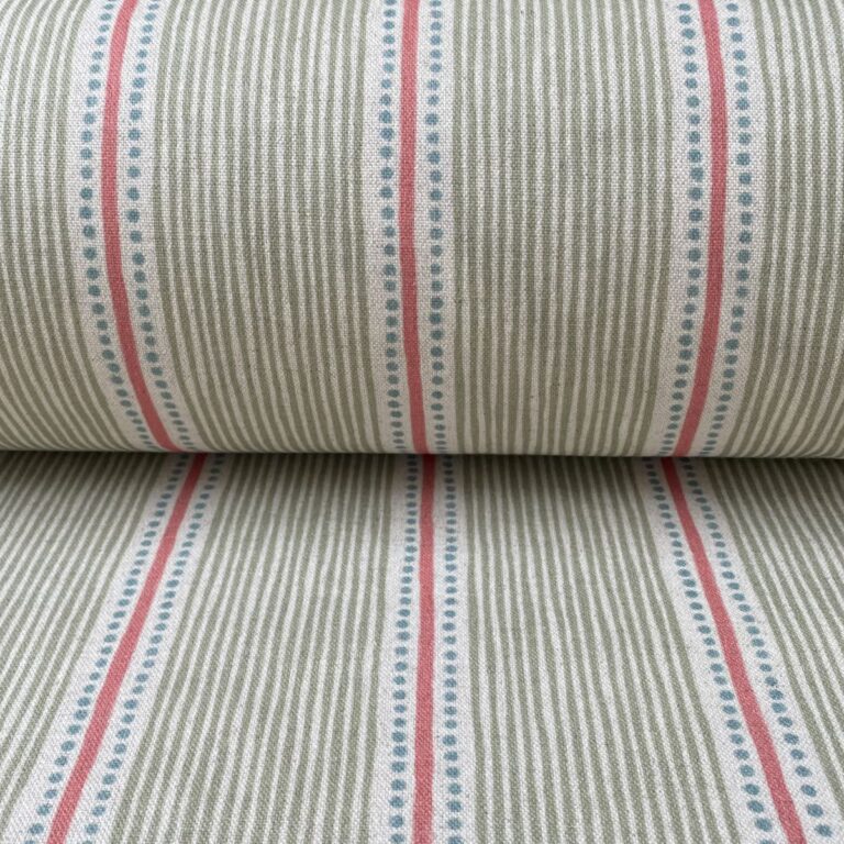 Extra Wide Avebury Stripe fabric Sage & Candy Pink