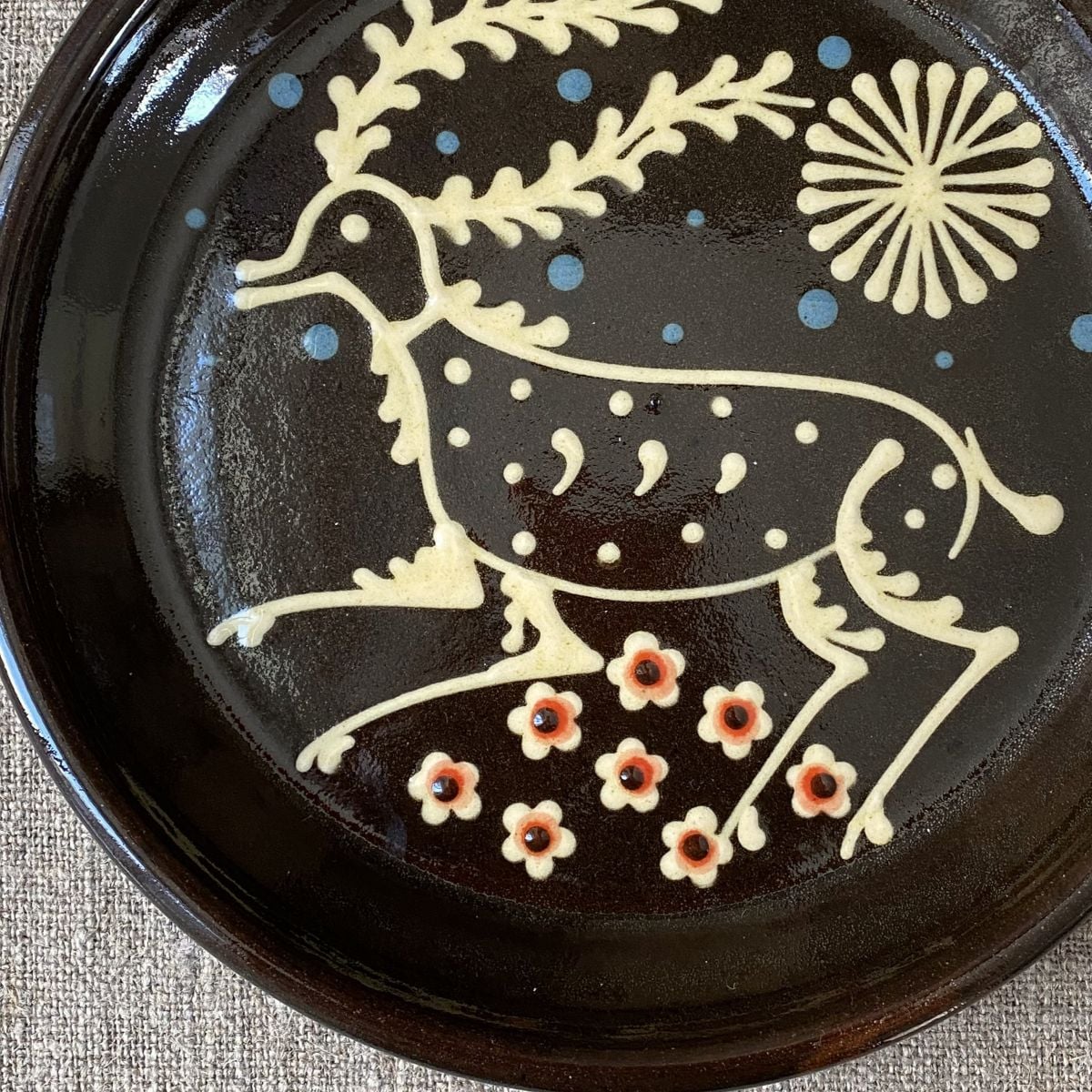Paul Young Slipware Plate - Black Stag PYSBB - Image 2