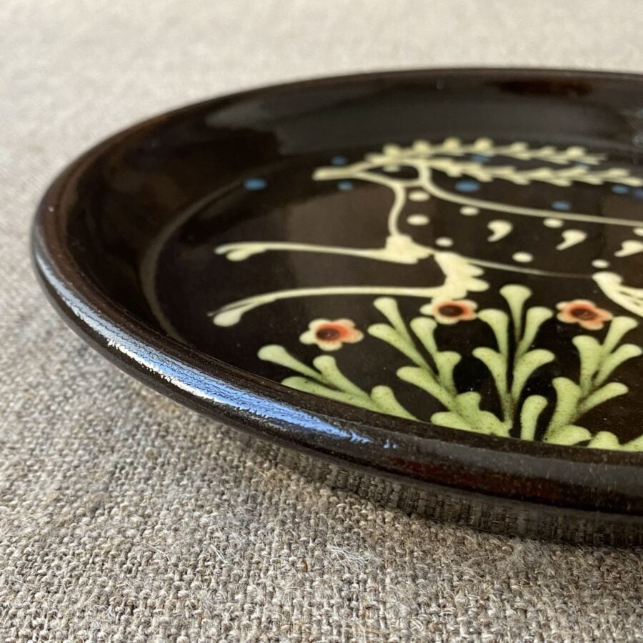 Paul Young Slipware Plate - Black Stag PYSBL