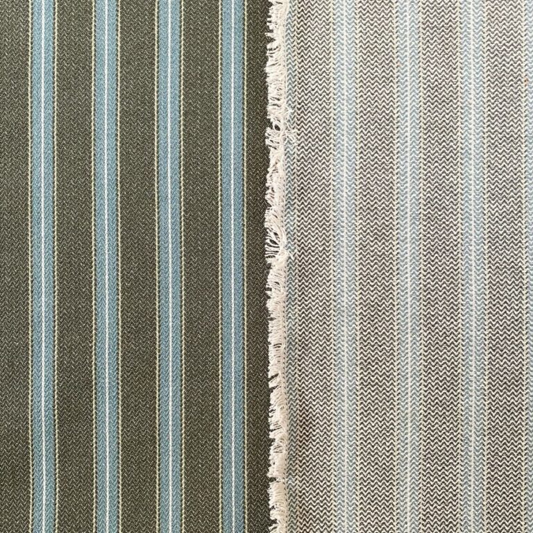 Alma Ticking Fabric in dark sage & Teal