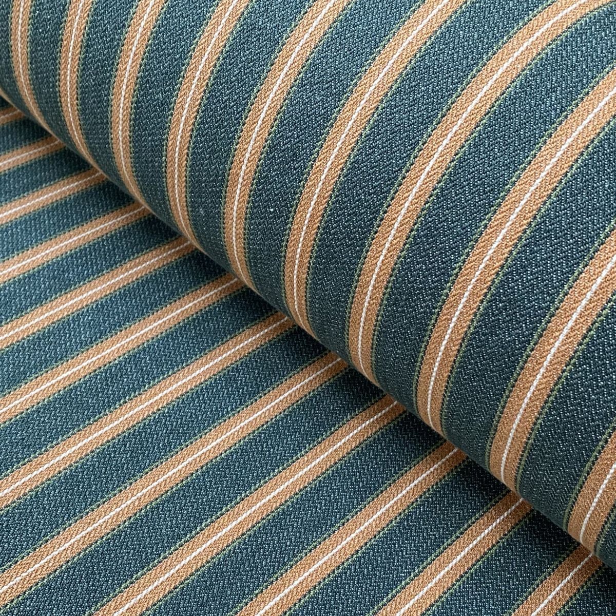 Alma Ticking Fabric in Forest Green & Brick Red