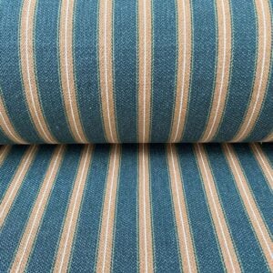 Alma Ticking Fabric in Forest Green & Brick Red