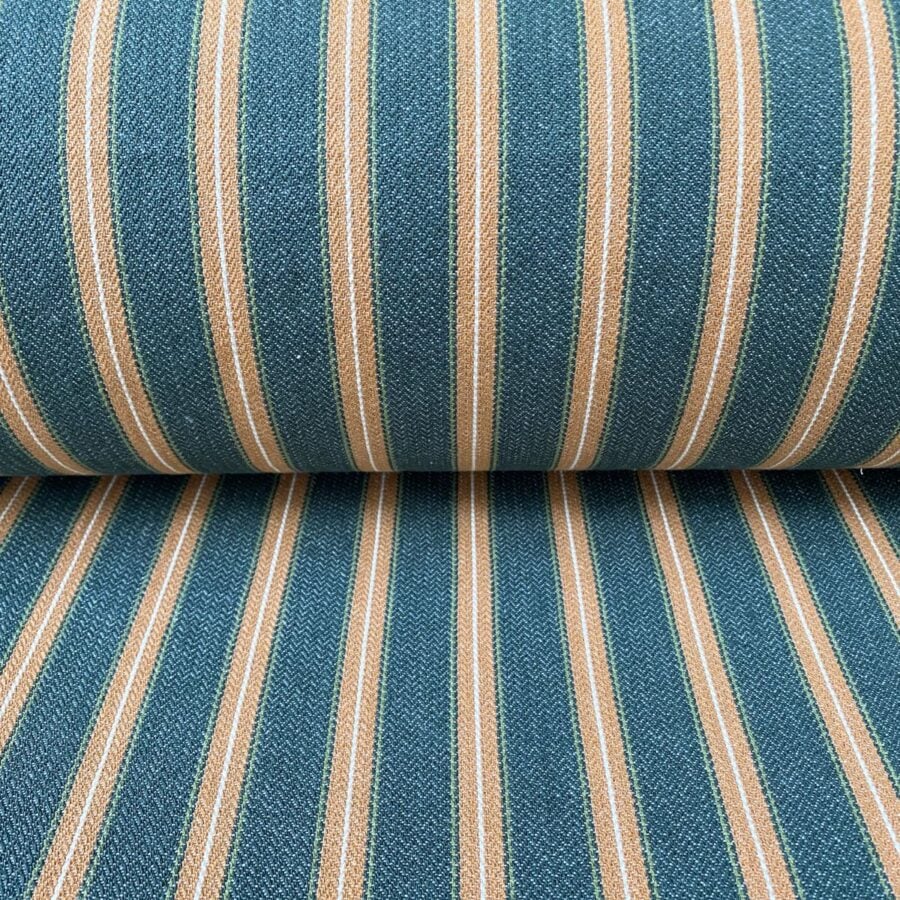 Alma Ticking Fabric in Forest Green & Brick Red
