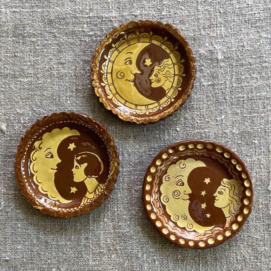 Katie B Morgan Slipware Biscuit Plates Moon Girl