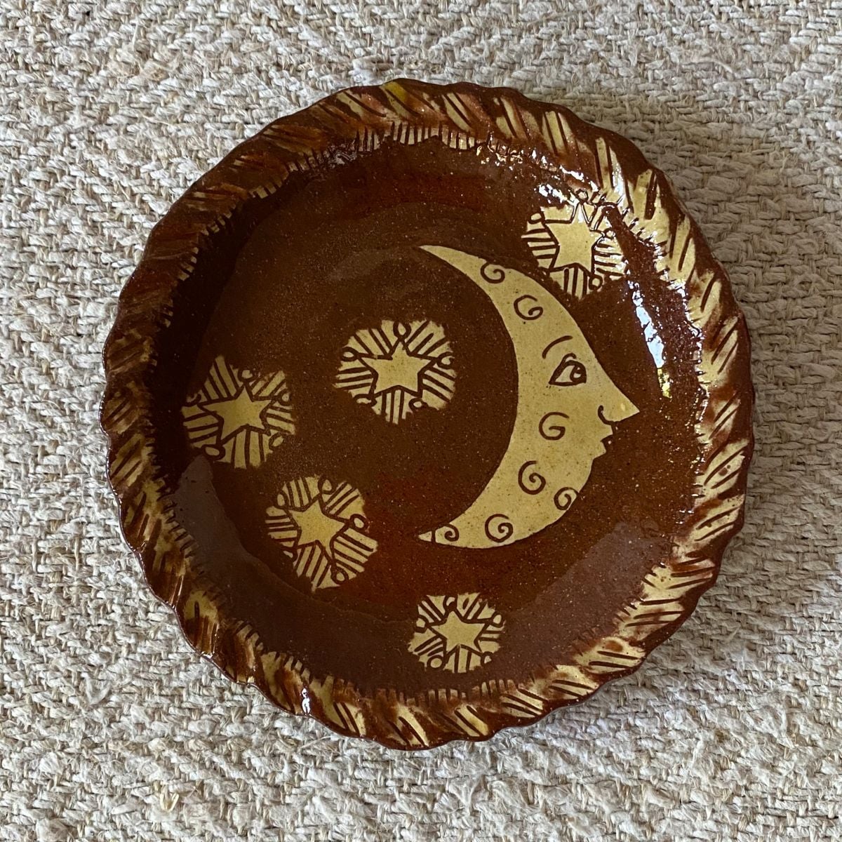 Katie B Morgan Slipware Biscuit Plates Moon Right